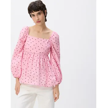 Reserved - Halenka s balonovými rukávy - růžová - 550FB-30X - 550FB-30X-XXL