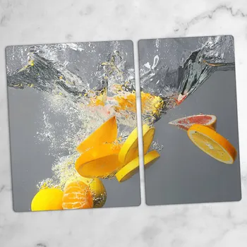 Obraz Skleněné kuchyňské desky z tvrzeného skla s grafikou Citrusy ve vodě 40x52 a 30x52