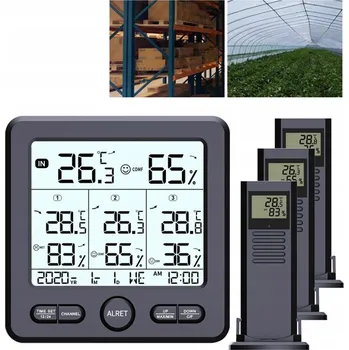 Meteostanice BEZDRÁTOVÁ LCD METEOROLOGICKÁ STANICE S HYGROMETREM a 3 SENZORY - ČERNÁ