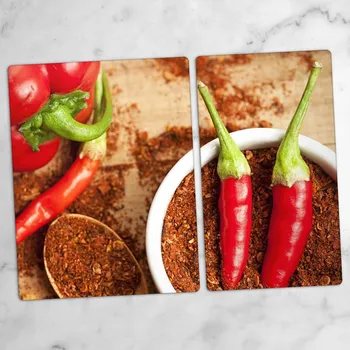 Obraz Skleněné Desky Na Servírování Jednohubek Příprava Papriček 40x52 a 30x52