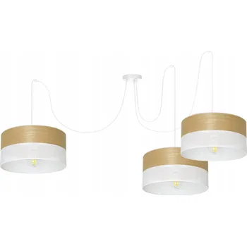 ZÁVĚSNÁ LAMPA LUSTR SPIDER STÍNIDLO S DÍRKAMI DŘEVO E27 3x30CM BÍLÁ