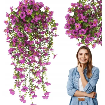 umělá květina UMĚLÁ PETÚNIE SURFINIE PELARGONIE ZÁVĚS POPÍNAVÁ ROSTLINA DEKORACE NA BALKON - fuchsiová