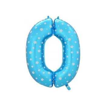 Balónek Fóliový balónek číslice "0" modrý s hvězdičkami (100 cm)