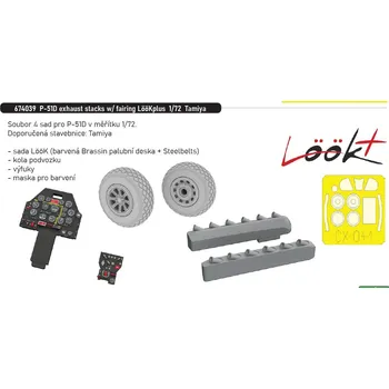Plastikový model Eduard 1/72 P-51D exhaust stacks w/ fairing LööKplus (TAMIYA)