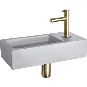 Umyvadlo Umývátko Ravo beton matná zlatá 38,5x18,5x9 cm umyvadlová baterie 2