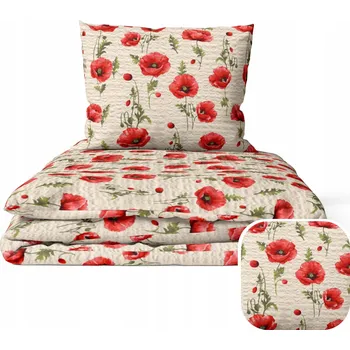 Povlečení KREPOVÉ POVLEČENÍ 160x200cm + 2x70x80cm vlčí máky ekri