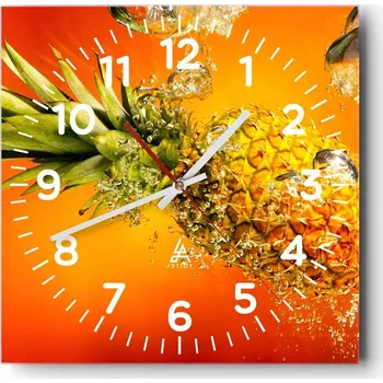 Hodiny Kuchyňské nástěnné hodiny 30x30 Ovoce Skleněné hodiny do obýváku Moderní Tiché