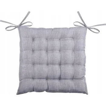 Polštář Polštář na židli BEA 40x40 cm Šedý prošívaný S vázáním na sedák Ozdoba