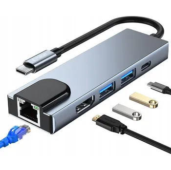 USB hub HUB ADAPTÉR ROZBOČOVAČ RJ-45 ETHERNET USB-C TYP-C PRO LAPTOP PC MACBOOK