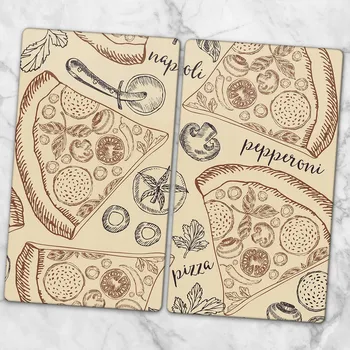 Obraz Dvě Dekorativní Prkénka z Tvrzené Sklo na Krájení - Motiv Chutná Pizza, 2x 30x52 cm