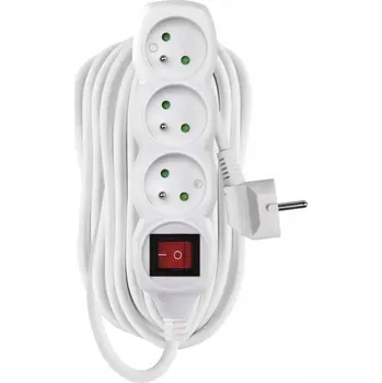 Prodlužovací kabel PRODLUŽOVACÍ KABEL 10 m 3 ZÁSUVKY S VYPÍNAČEM BÍLÝ PVC 1 mm2 EMOS P1310