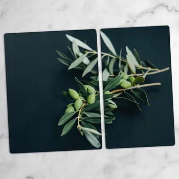 Obraz Skleněné kuchyňské desky na servírování s grafikou Olivové listy 40x52 a 30x52