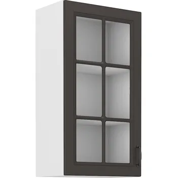 Kuchyňská skříňka Horní prosklená skříňka STILO GRAFIT / BÍLÝ MAT 40 GS-90 1F