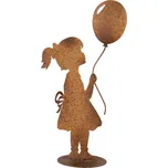 Rezavá kovová dekorace děvče s balónkem - 23*11*46 cm