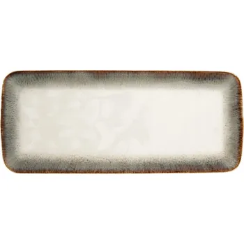 Porcelánový obdélníkový podnos na dort EASY LIFE BROWN 36 x 16 cm K3