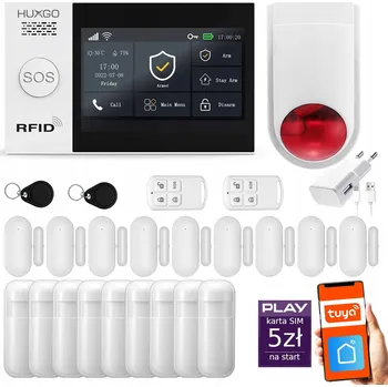 Sada domovního alarmu Bezdrátový GSM + WiFi alarm s aplikací TUYA, sada, HUXGO HXA007