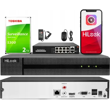 IP kamera IP rekordér HiLook NVR-8CH-5MP 8kanálový až do 8MPx + PoE Switch + 2TB disk