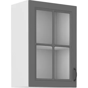 Kuchyňská skříňka Horní prosklená skříňka STILO DUSTGREY / BÍLÝ MAT 40 GS-72 1F