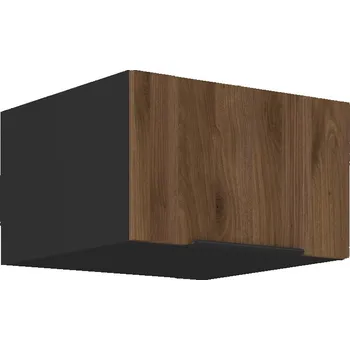 Kuchyňská skříňka Horní nadstavbová skříňka MONZA ČERNÝ MAT / OŘECH OKAPI 60 NAGU-36 1F