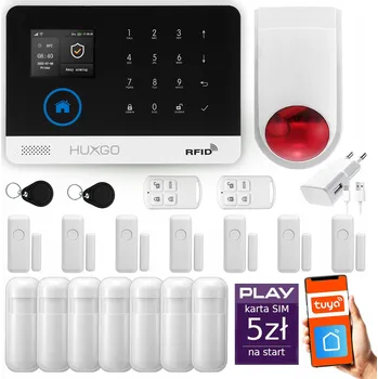 Sada domovního alarmu Bezdrátový alarm GSM + WiFi s aplikací TUYA, sada, HUXGO HXA003