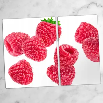 Obraz Sada dvou ozdobných skleněných kuchyňských prkének Hrst Maliny 40x52 a 30x52