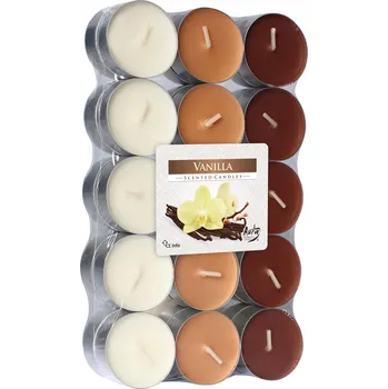 Svíčka Parafínová čajová svíčka Vanilka Aura 30 ks