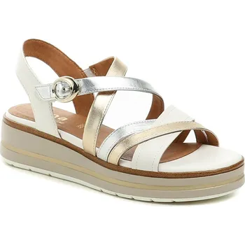 Dámské sandále Jana 8-28267-44 bílo zlaté dámské sandály na platformě EUR 41