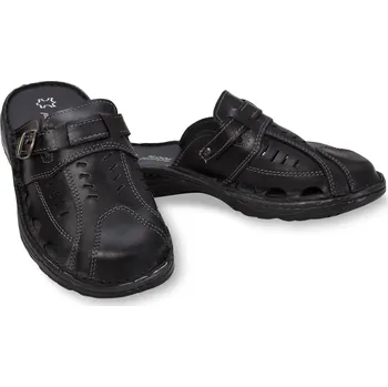 Chlapecké bačkory Wooline Pánské kožené sandály, černé Velikost obuvi: 45