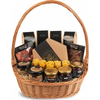 Dárkový potravinový koš Velký dárkový koš – sada čajů, povidel a lanýžů