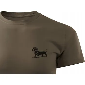 Pánské tričko Tričko T-shirt 100% bavlna, hnědá barva, potisk pes JEZEVČÍK KRÁTKOSRSTÝ