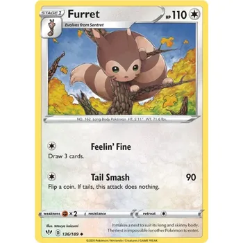 Sběratelská karetní hra Furret 136/189 - Darkness Ablaze Typ karty: Reverse Holo