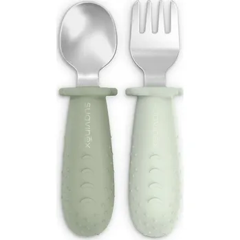 Suavinex Lžička a vidlička Colour Essence Zelená