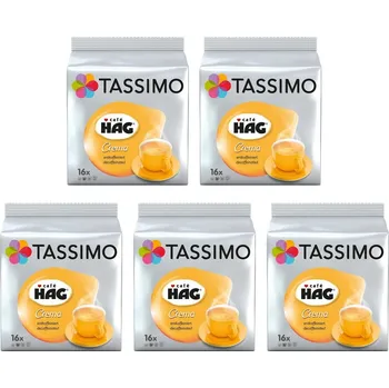 Jacobs Douwe Egberts Tassimo Kaffee HAG Crema bezkofeinová káva 16ks karton 5 balení