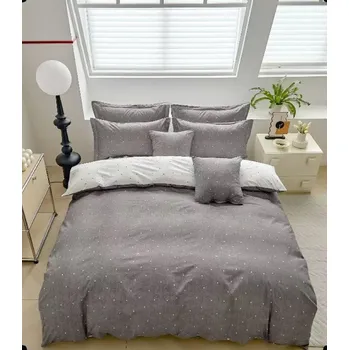 Povlečení Sendia 7-dílné povlečení oboustranné povlečení s puntíkem 140x200 cm tmavě šedá a bílá