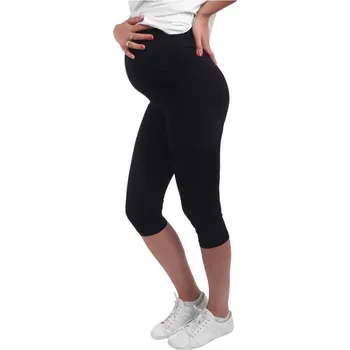 Mama L'amour Těhotenské legíny High Comfort Mom 3/4 černé bavlněné Velikost: XL