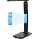 Stolní LED lampička Huslog černá s displejem a bezdrátovou nabíječkou