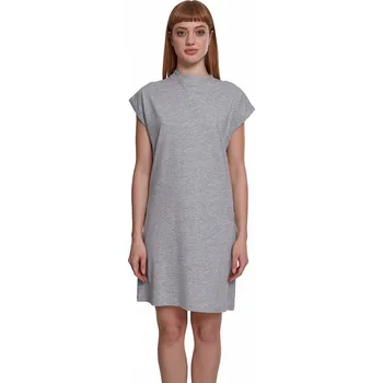 Dámské šaty Lehké bavlněné šaty Urban Classics se stojáčkem a ohrnutými rukávky 140 g/m Barva: Šedá, Velikost: 5XL