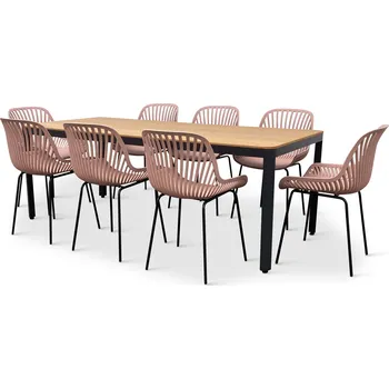 Zahradní sestava Noela Zahradní jídelní set Milano + 8x židle GABY růžová