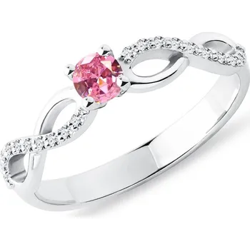 Prsten Zásnubní diamantový prsten s růžovým safírem KLENOTA