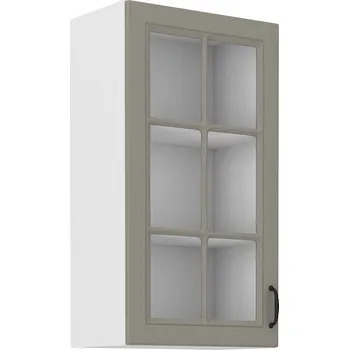 Kuchyňská skříňka Horní prosklená skříňka STILO CLAYGREY / BÍLÝ MAT 40 GS-90 1F