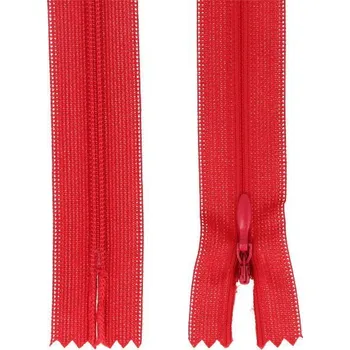 Zip Skrytý zip červené barvy 25cm I-3W0-25-148