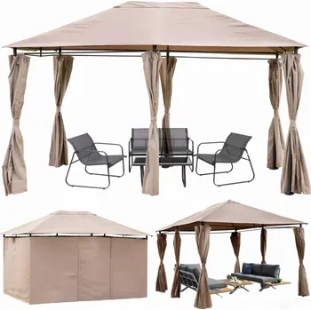 Zahradní altán Zahradní altán pavilon Stylo 3 x 4m s vodotěsnými bočními stěnami - béžová