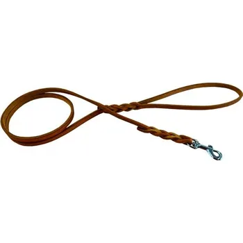 Vodítko pro psa Vodítko mastná kůže VIPET, zapletené - Koňak