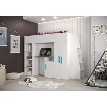 Obývací stěna Dětský pokoj Party 15b s volbou barvy úchytů - příkré schody Barva korpusu: Bílá, Úchytky: Černé