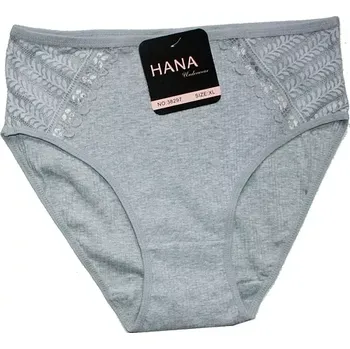 Dámské kalhotky do pasu žebrové s krajkou 38297 šedé