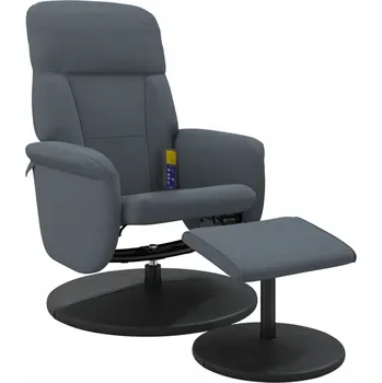 Křeslo Rozkládací masážní křeslo s podnožkou, tmavě šedý samet