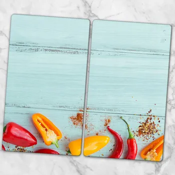 Obraz Sada tvrzených skleněných kuchyňských desek S Potiskem papriky 2x30x52