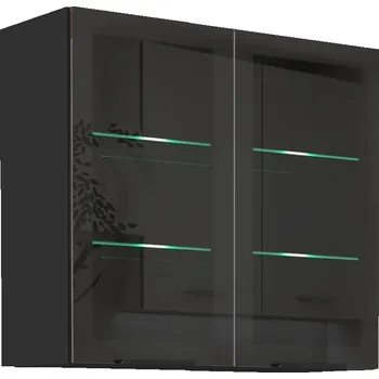 Kuchyňská skříňka Horní prosklená skříňka ČERNÁ / ČERNÝ MAT 80 GS-72 2F