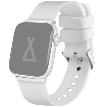 Bílý silikonový řemínek na hodinky - stříbrný konektor pro APPLE WATCH LSXBWS1 Šířka řemínku pro Apple Watch: 38-40