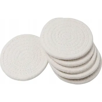 Obraz Bavlněné podtácky pod nápoje kulaté bílé 11 cm ruční výroba (6 kusů)